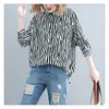 New Spring and Summer Garments, Literary and Art Fat mm, Loose and Slim Individual Zebra-print Shirt, Wave Long-sleeved POLO