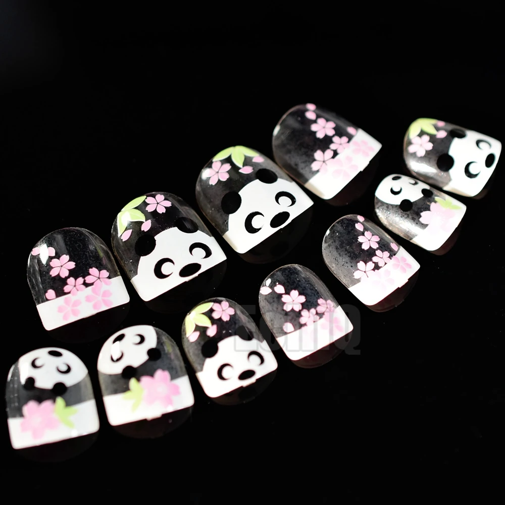 24 Pieces Enfants Clair Blanc Francais Faux Ongles Conseils Bebe Panda Bambou Rose Fleurs Faux Ongles Couverture Complete Ongles Pour Les Filles Enfants Buy Faux Ongles Ongles Pour Enfants Presse A Dessin Anime