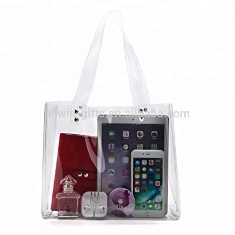 

Customized handbags fashion women ladies waterproof pvc transparent clear tote bags