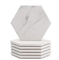 

White Marble Pattern Absorbent Coasters for Drink