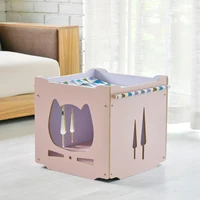 

Strong Natural Wood Color Wooden Cat House
