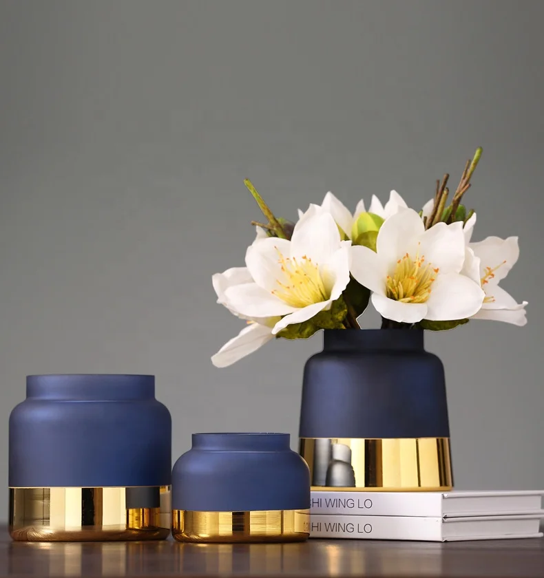 
handblown wholesale blue cheap colored glass flower vase for home wedding decoration centerpiece 