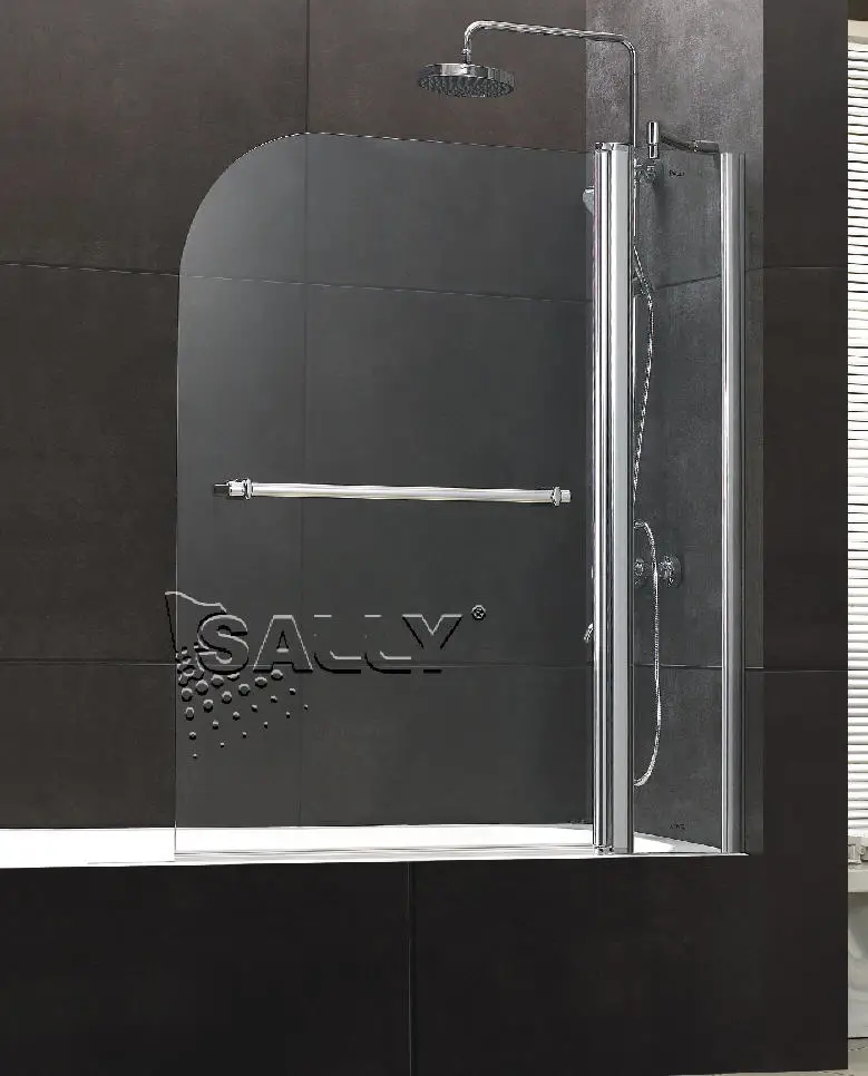 Folding Bathtub Shower Tempered Glass Screen Extension With Aluminum