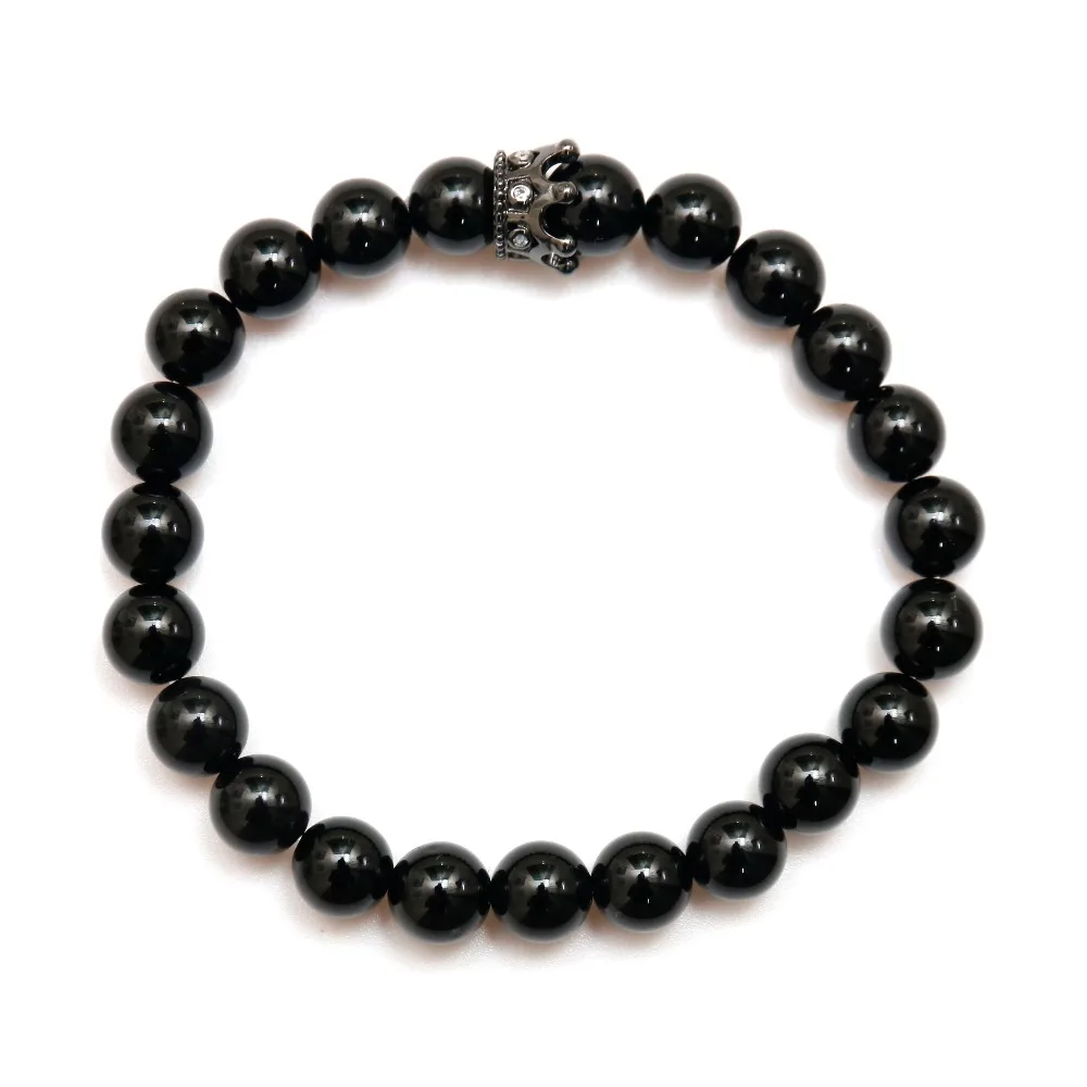 

New black crown, natural gemstone, stone bracelet for female male lovers bracelet Jewelry