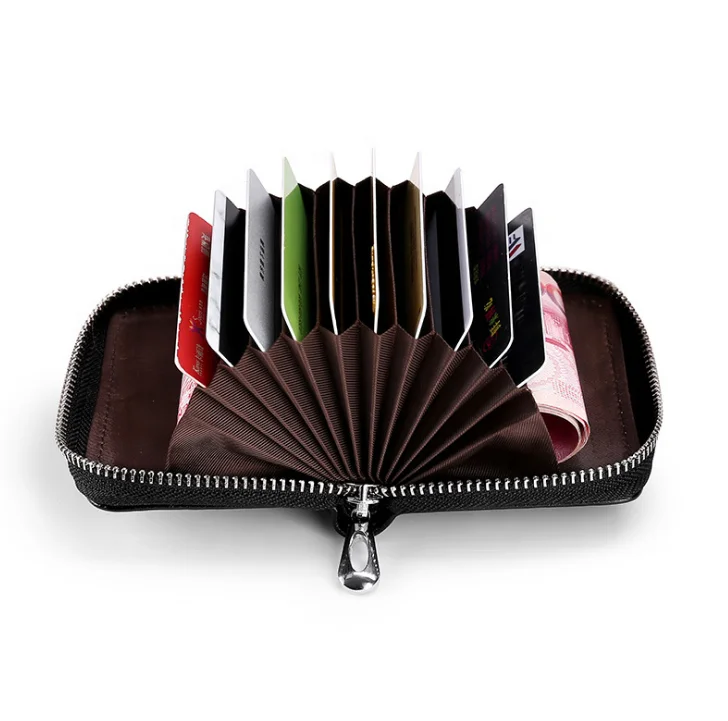 

Women's Genuine Leather RFID Secure Spacious Cute Ladies Zipper Card Wallet Small Coin Purse, Brown, black,red, blue etc