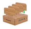 Universal multi devices bamboo mobile phone charge station with watch stand
