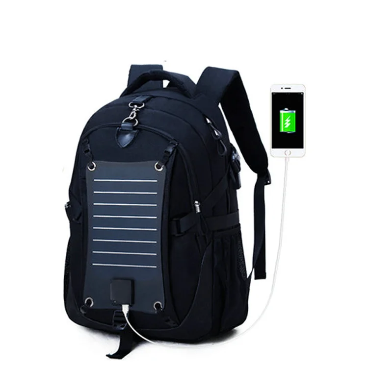 

customize men's wholesale solar backpack charger 2017,multifunctional black polyester backpack with solar panels, Black/grey/navy or customized