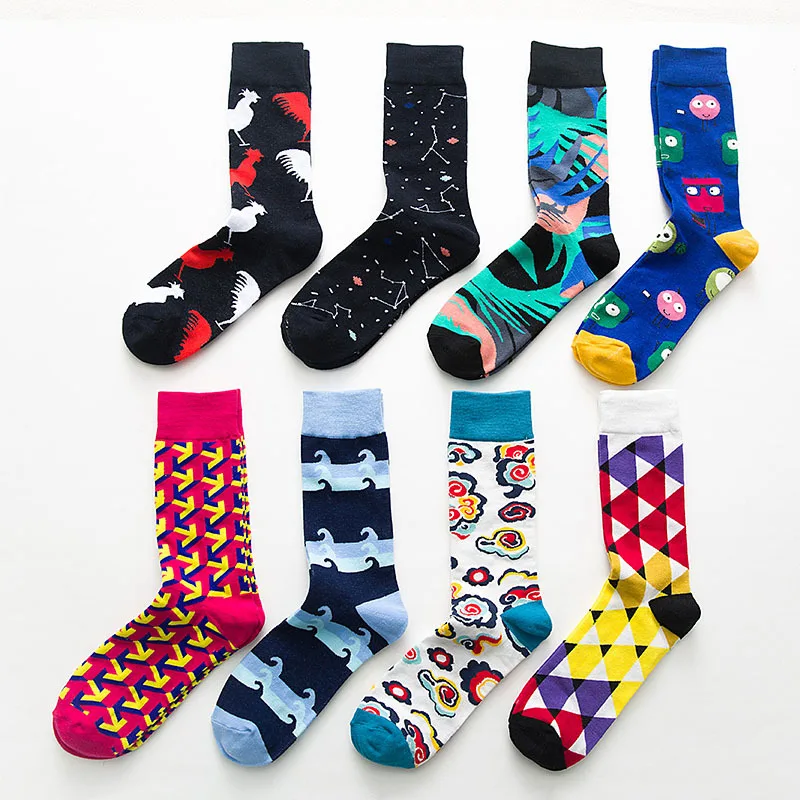 Colorful Animal Geometric  Funny Cotton Socks Women Men Unisex Happy Socks