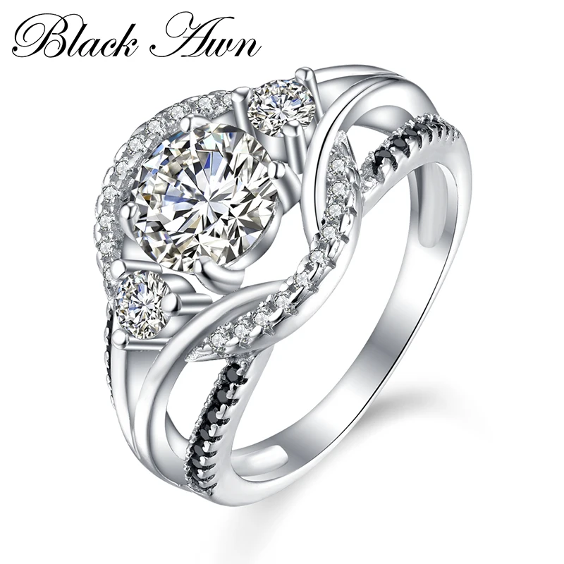

[BLACK AWN] 925 Sterling Silver Jewelry Vintage Wedding Rings for Women Femme Bijoux Bague C317