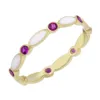 LOZRUNVE Turkish Silver Jewelry Epoxy Pink Cubic Zircon Enamel Bezel Ring