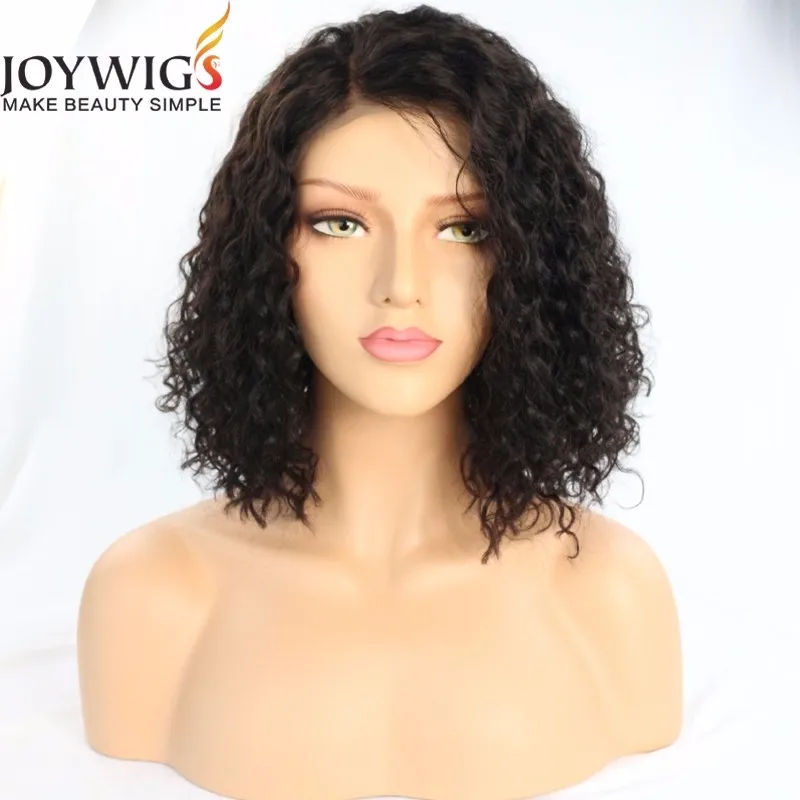 

signature curly bob 14in hot selling brazilian afro kinky curly human hair lace front wig for black woman