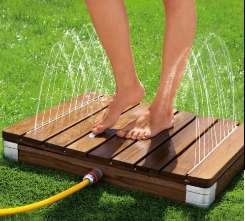 
Modern foot touch wood garden outdoor shower  (60087063155)