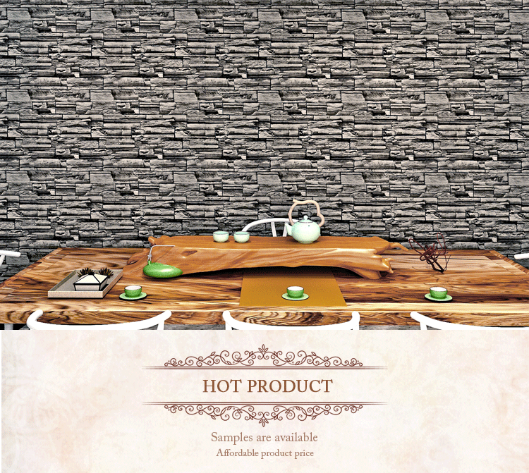 2017 pvc vinyl hotel interior design wallpaper stone design