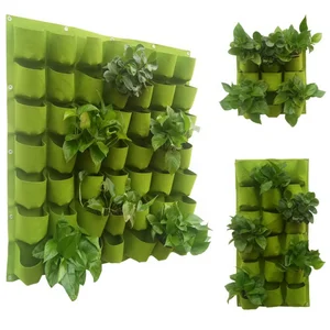 Image of Eco-friendly hanging Flower Pots Vertical Wall Gardening Planter Home Decoration Green Wall Planting Bag Felt Planting Bag