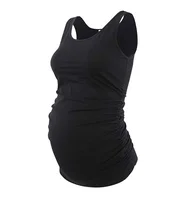 

sleeveless women's solid side ruching vest maternity basic tank top mama clothes