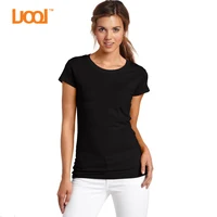 

Fashion Design 100% Cotton Cheap No Brand Custom Logo Printing Blank Plain Black Women T-shirt Women