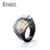 100% handcraft fashion real conch in light blue resin wood ring