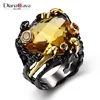 Hot Gothic Design Topaz Main Stone Black Gold Fashion Trend Cocktail Party Jewelry Ring