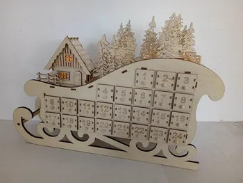 Laser Engraved Unfinished Wood Advent Calendar- Countdown 