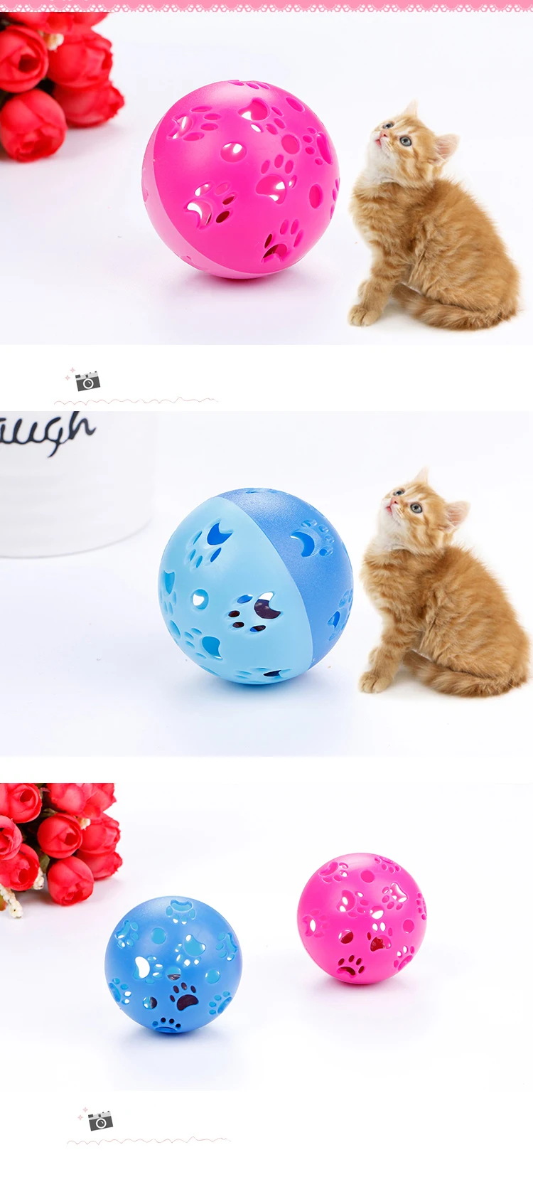 High Quality Pet Cat Plastic Ball Toy Hollow Ball With Bell Cat Toy