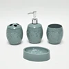 Decorative Deep Green Plastic Oval Bathroom Accessories Set