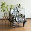 Bohemian style geometric drawing jacquard knitted throw towel blanket for sofa