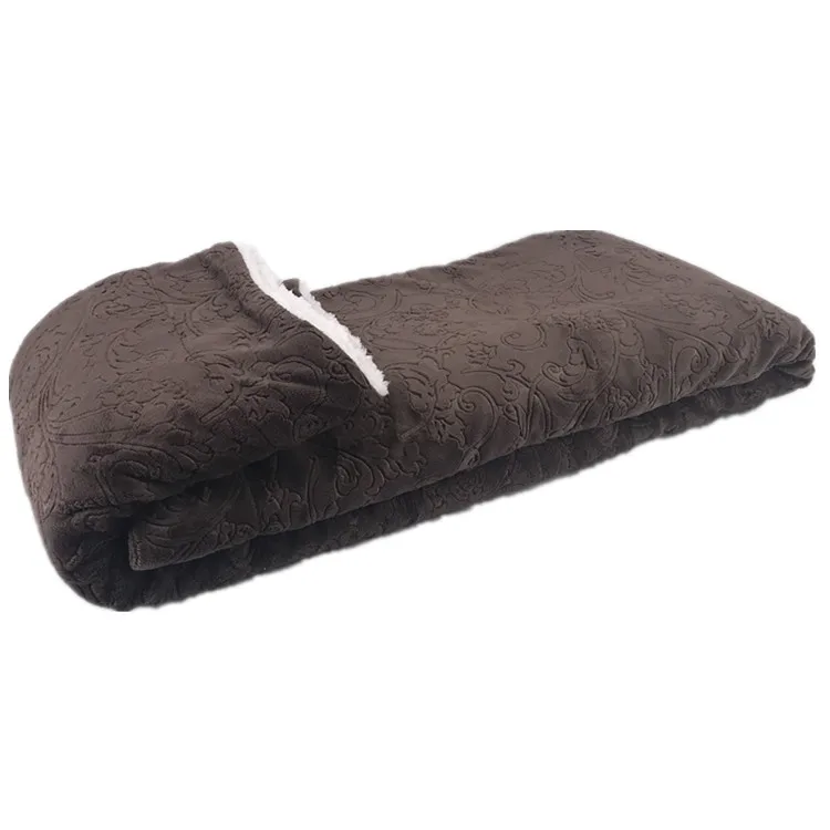 Double Ply Blanket 2 Side Velvet Fleece With Soft Sherpa 3d Embossed