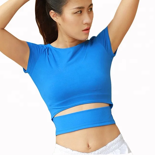 

2018 new design gym shirt sexy women yoga top wholesale, White;black;blue