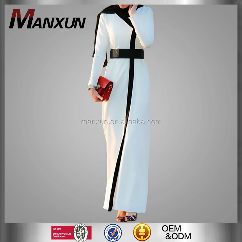 

2018 New Design White Muslim Stylish Maxi Dress Strech Chiffon Elegant Women Abaya With Belt, Various color for you to seclect