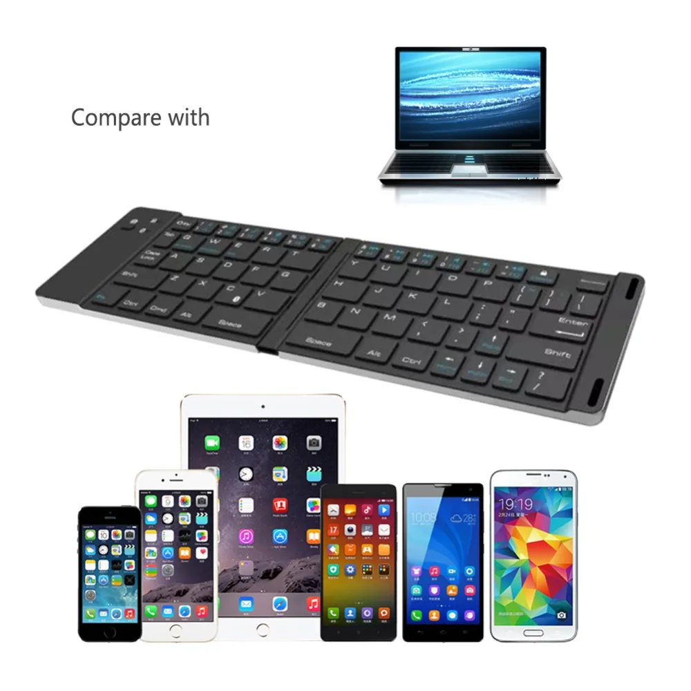 

Flexible Wireless Keyboard Folding Bluetooth Keyboard 66 Keys Multimedia Wireless Keyboard for iPhone iPad-Android Tablet PC