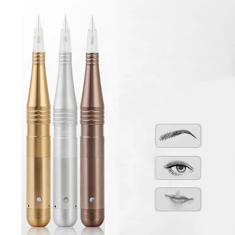 

digital semi permanent makeup machine wireless tattoo cartridge pen for beginner, Grey;brown;golden