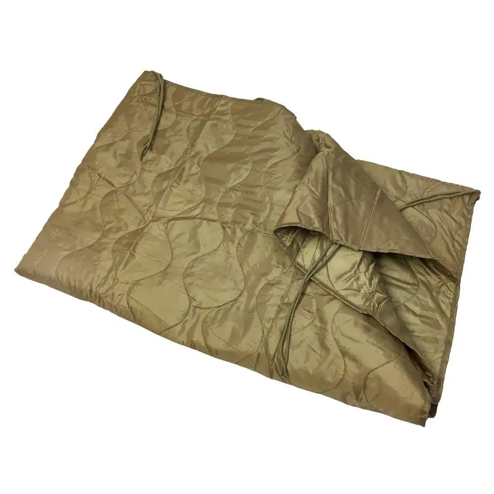 BLACK 86''L x 58''W G.I Style Poncho Liner Blanket Sleeping Rip-Stop Nylon