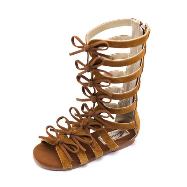 Summer Children Girl High-top Boots Fashion Kids Roman Sandals Gladiator Shoes L 