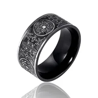 

Wholesale Stainless Steel Custom Made Wide Band Viking Dragon Rings Men Women