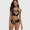 Private Label High Quality Latest Design Hot Two Piece Swimsuit Hot Sexy Young Girls Swim wear Black String Bikini
