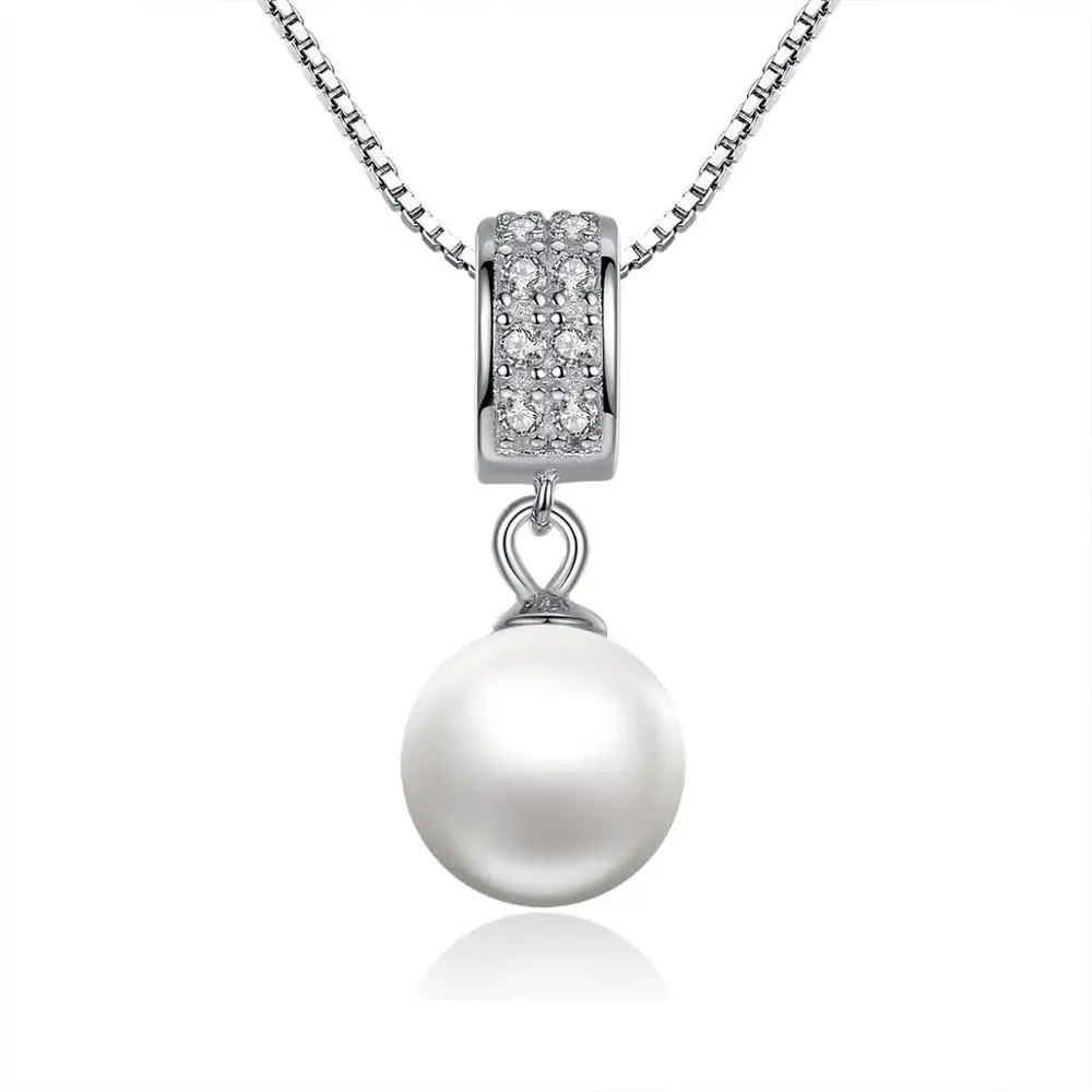 

925 Sterling Silver Single Freshwater Pearl Charm Pendant Necklace for Women