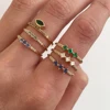 three stone design blue green white square cubic zirconia gold plated lovley girl women finger fashion three cz ring