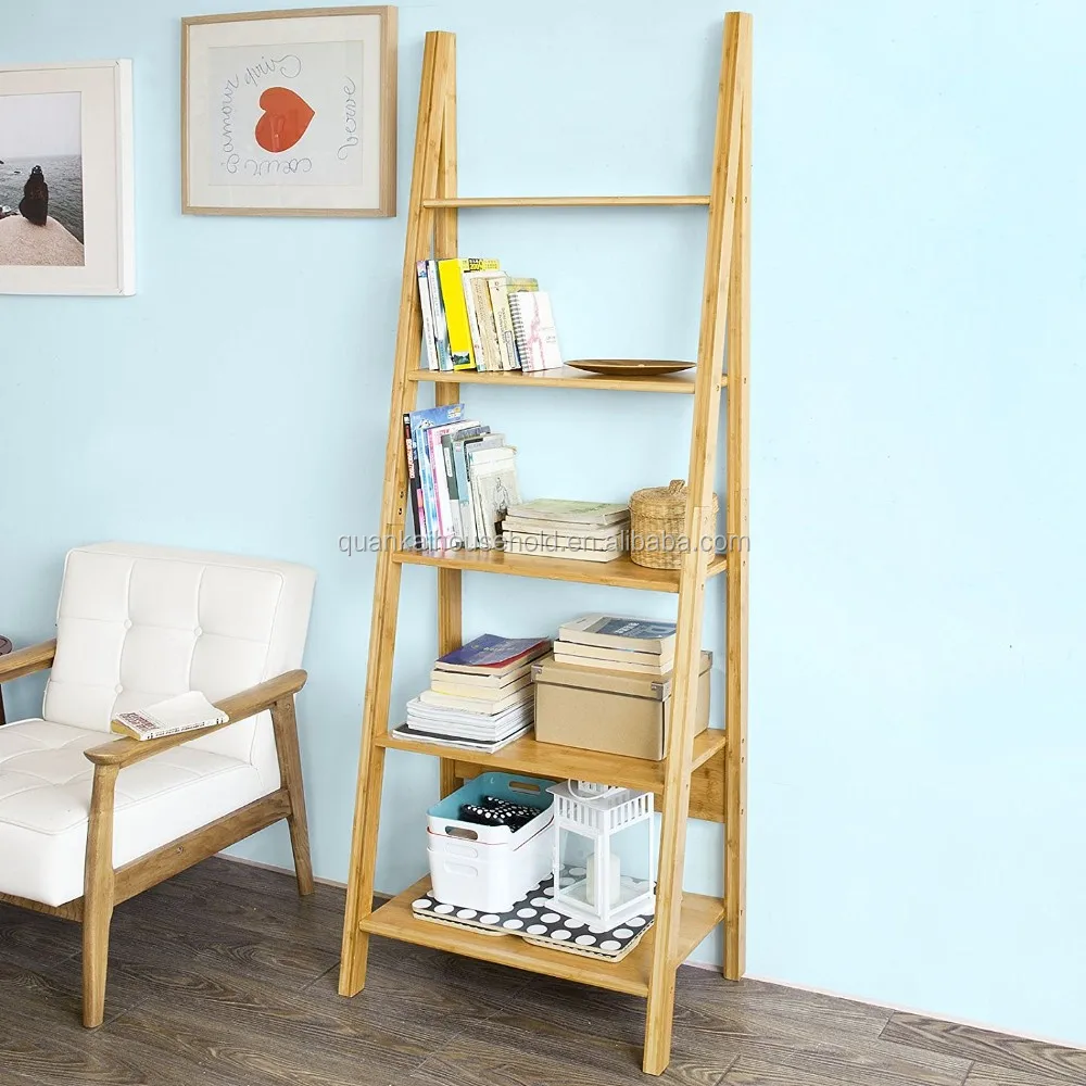 Natural Bamboo Kids Book Rack Personalized Sling Bookshelf Design