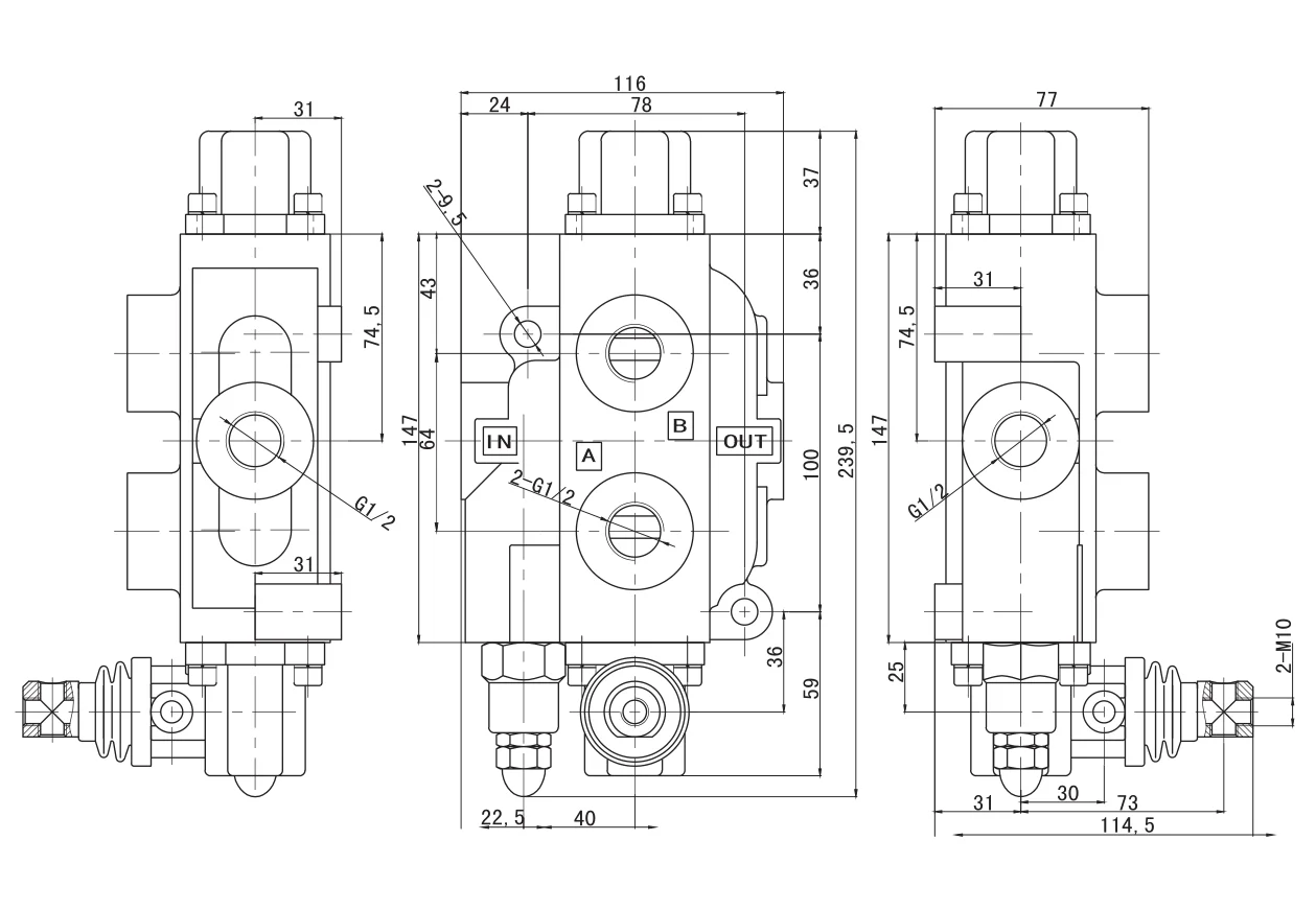 High Quality Zp80 Series Single Lever Hydraulic Monoblock Directional