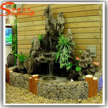 Stone Buddha Modern Garden Fountain Fiberglass Marble Rockery