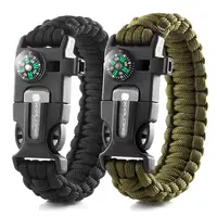 

Wilderness Survival Gear kit- Protection Paracord Bracelets with Embedded Compass, Fire Starter, Emergency Knife & Whistle