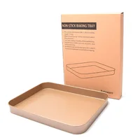 

9.6 Inch Rectangle Serving Golden Carbon Steel Non Stick Cookie biscuit Cake Baking Tray