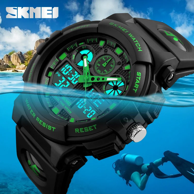 

Skmei 1270 analog digital sports japanese watch movement waterproof watches for men, Gold,gray,blue,green,red