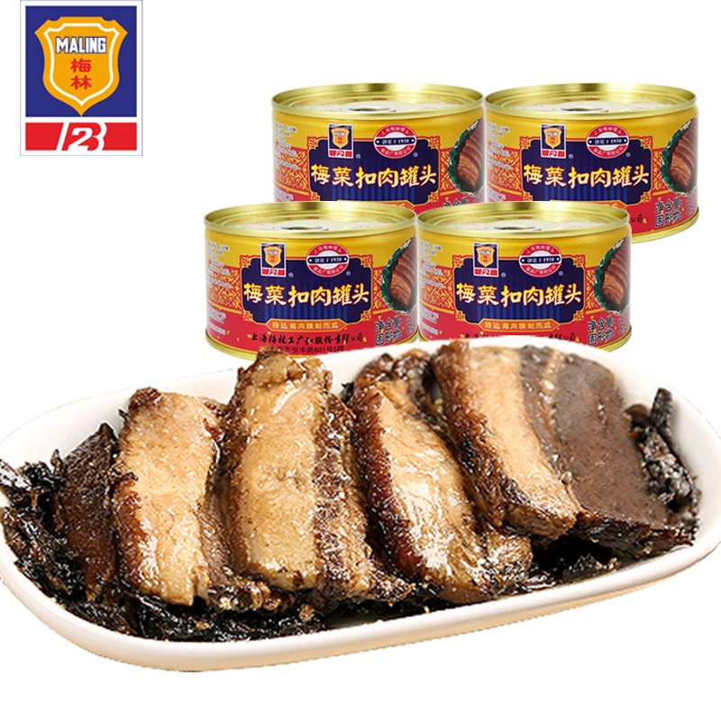 
Canned Preserved Vegetable Braised Pork 340g Camping Meals Instant 