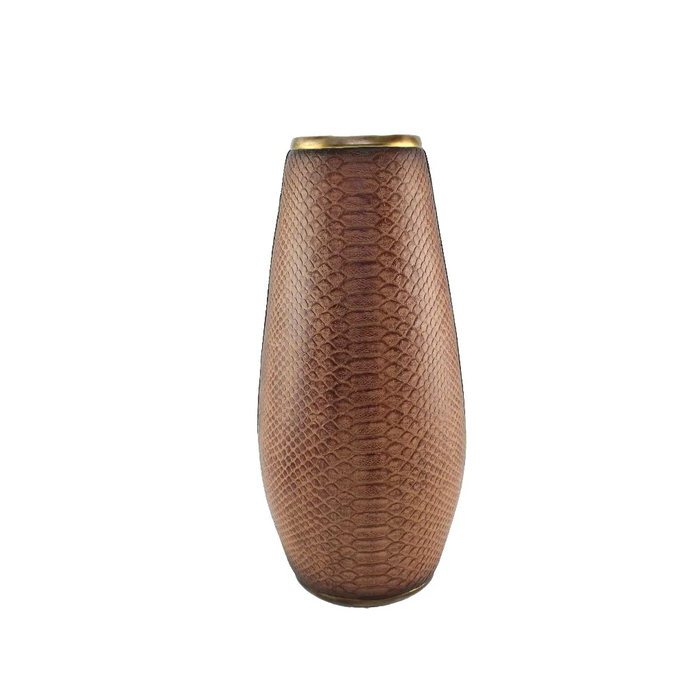 Wholesales Resin Imitation Python Leather Flower Vase for Home Decor supplier