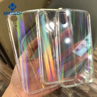 

Colorful Aurora Phone Case For iPhone Xs max Xr Xs 6 7 8 Clear Tempered Glass TPU Laser Back Cover Cases