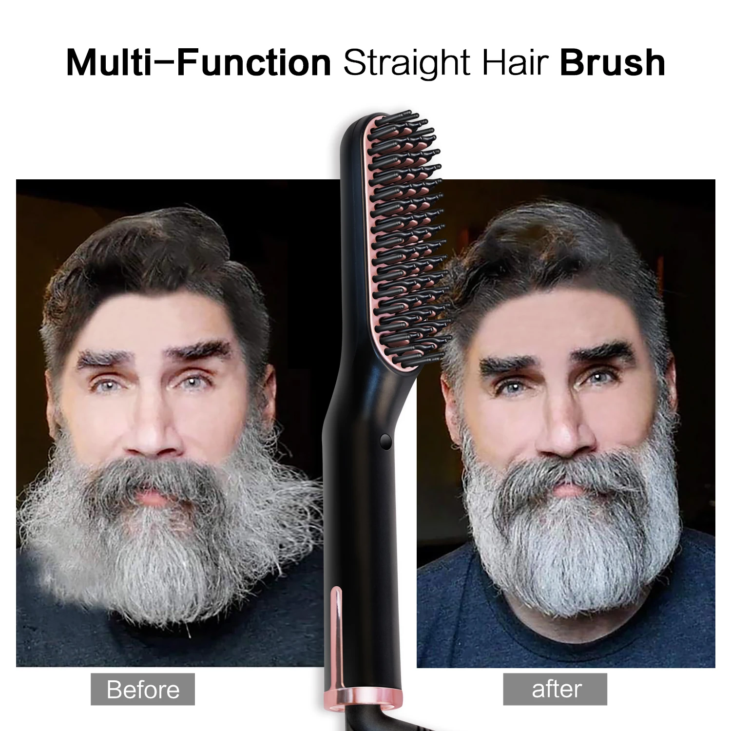 

Newest Multifunction Hair Straightener Quick Men Beard Straightener Styler Comb CE/ROHS Hair Comb Massage Brush for Men Women, Rose gold/black/blue or customized colors