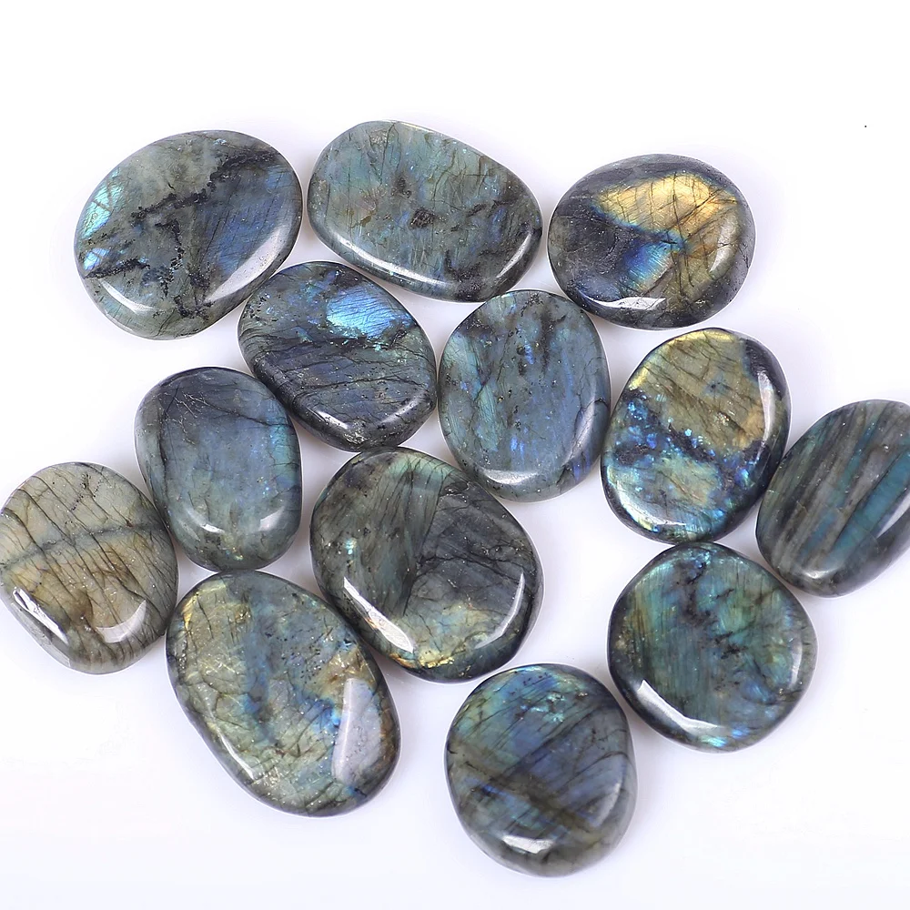 

HongJinTian Labradorite Quartz Palm Worry Healing Stone, Multi