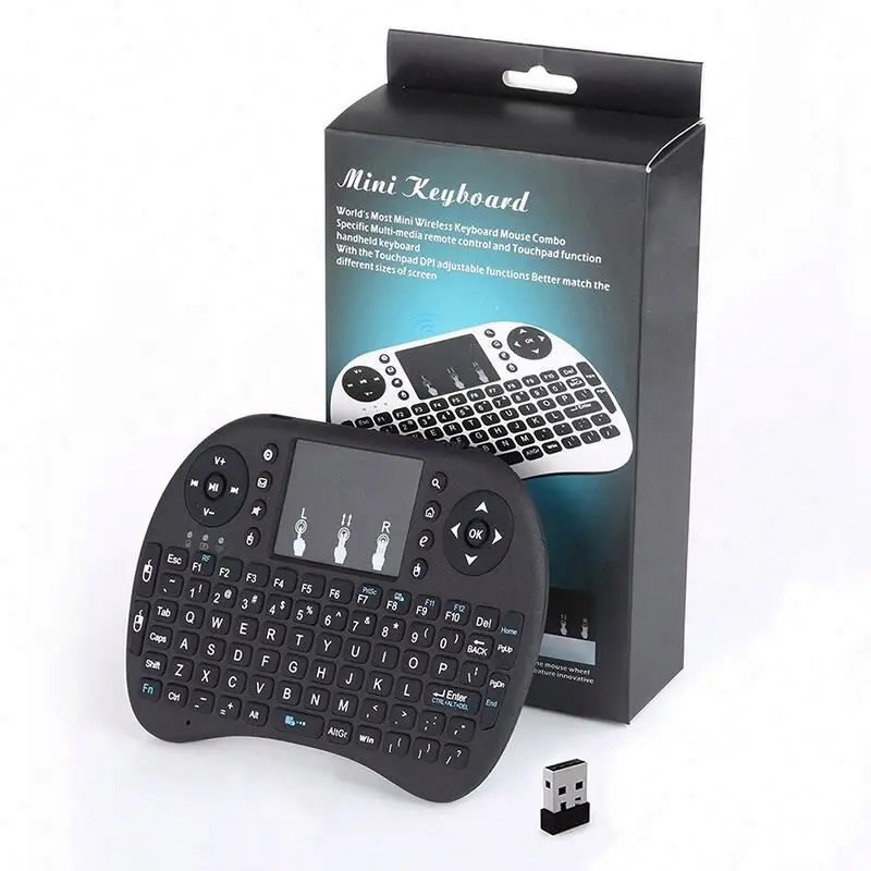 Hot selling 2.4g backlit touchpad mini i8 wireless keyboard with mouse built in