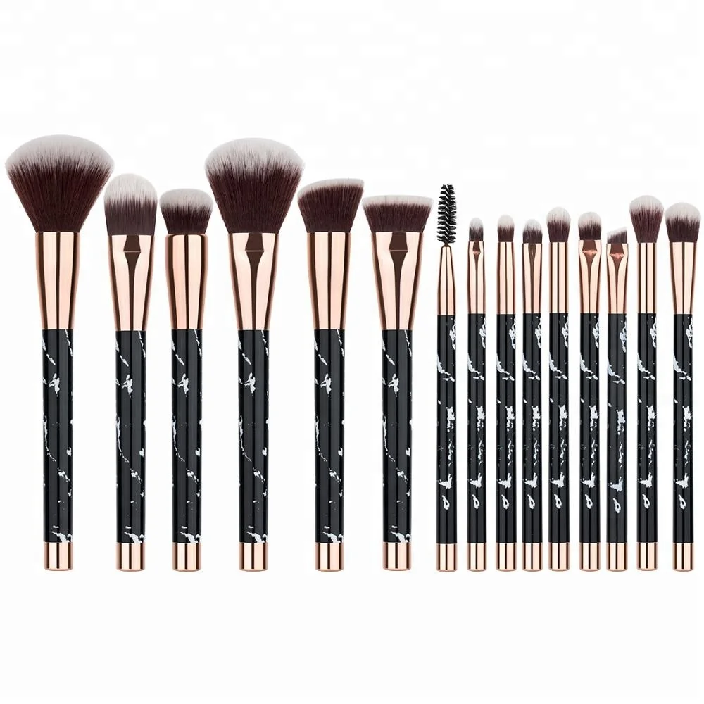 

HAOKEY White Black Sample Free Marble Color Professional Private Label Makeup Brush 15 Piece Make up Set